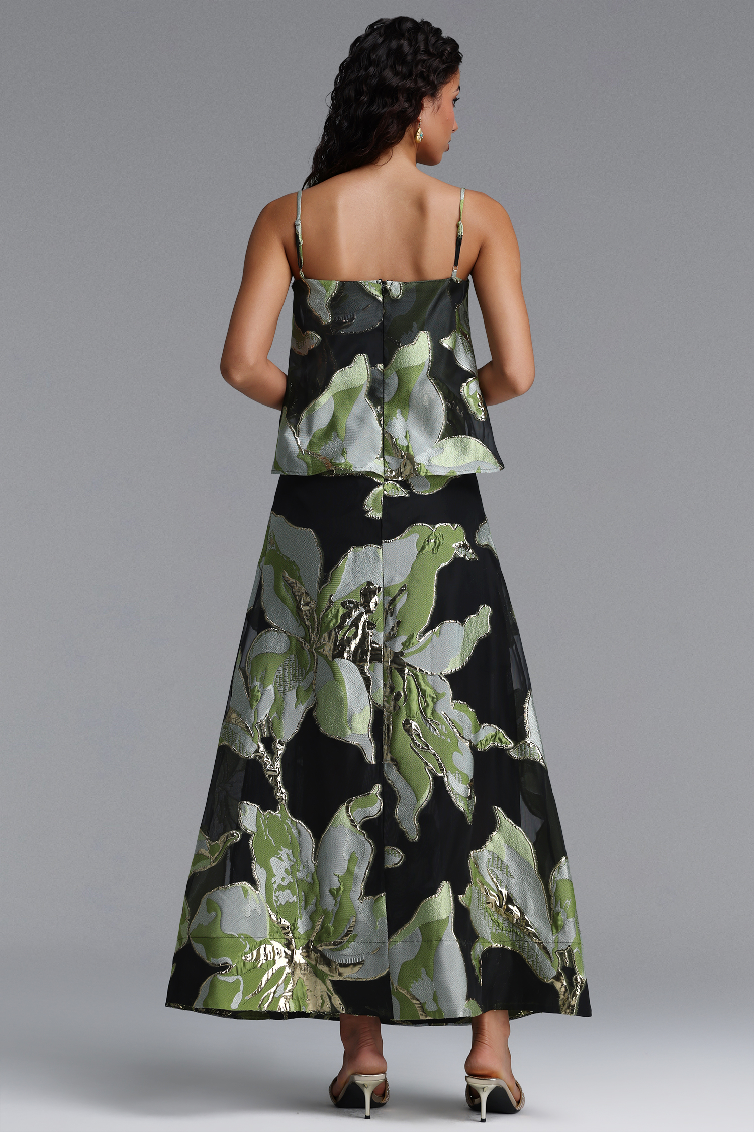 Rosita Resort Flowy Spaghetti Strap Floral Woven Maxi Dress