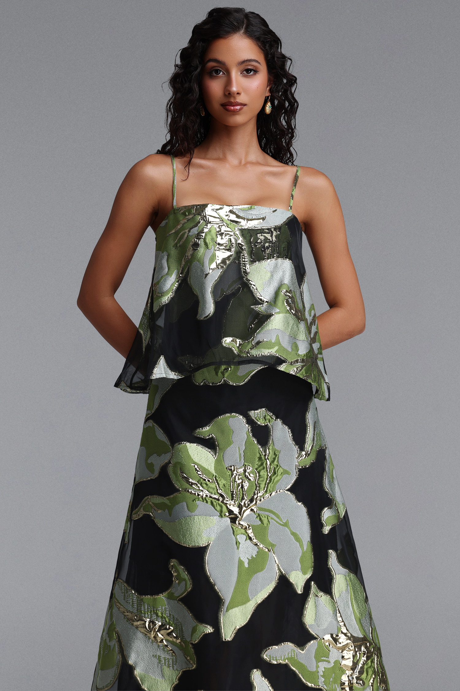 Rosita Resort Flowy Spaghetti Strap Floral Woven Maxi Dress