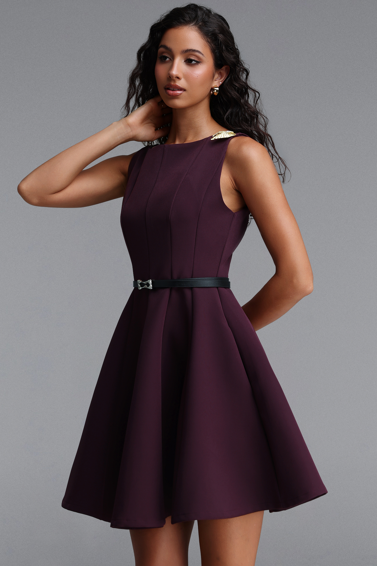 Paomi Classic Tailored Sleeveless Woven Mini Dress