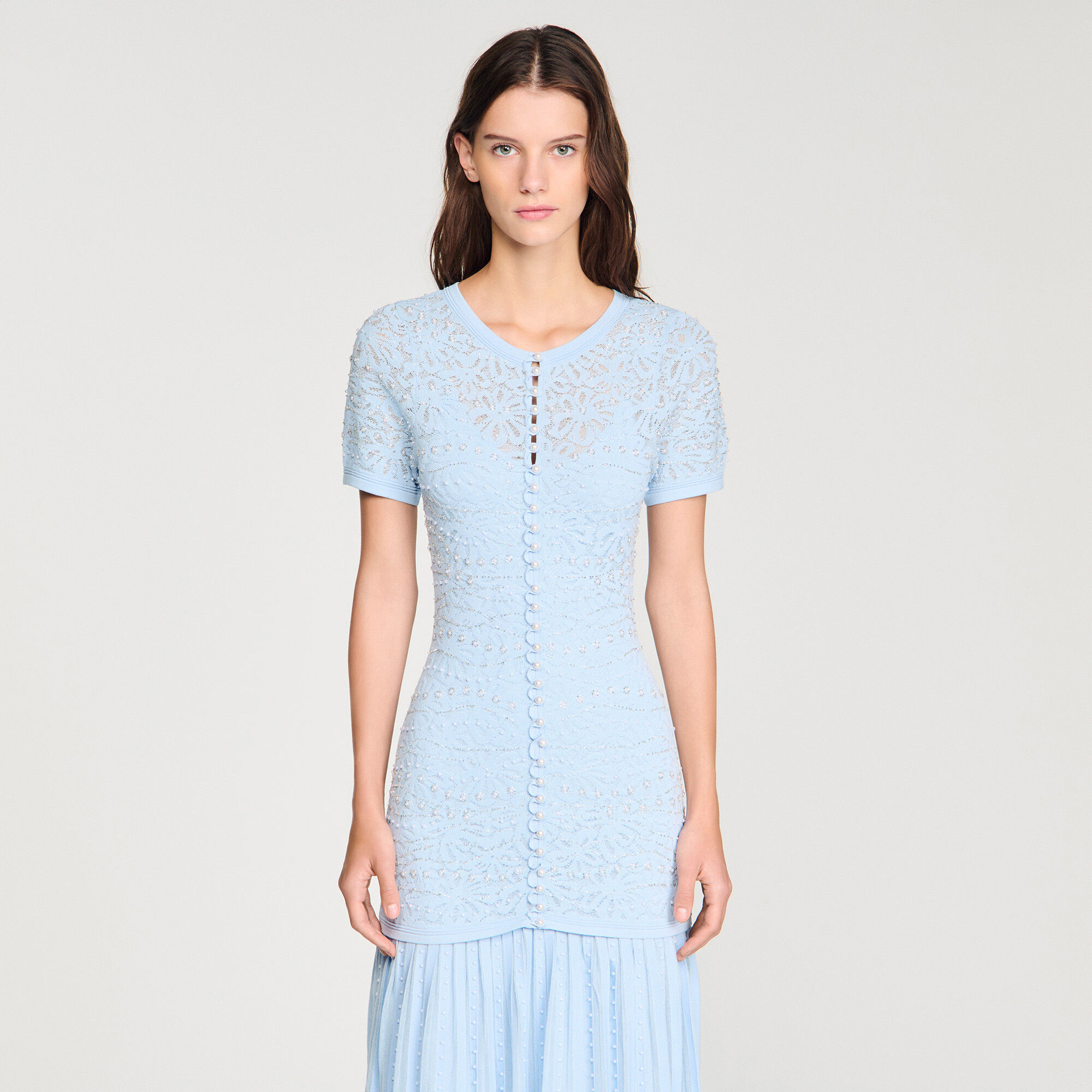 Beaded knit maxi dress