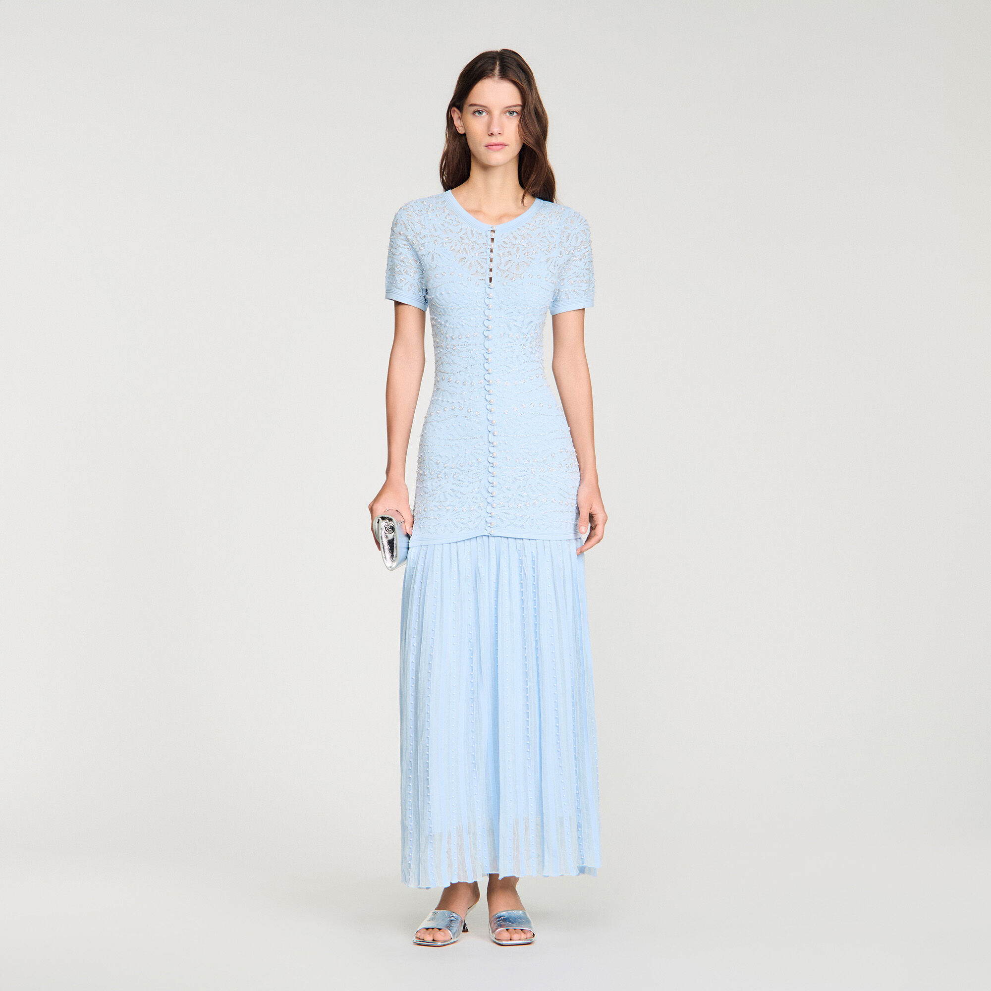 Beaded knit maxi dress