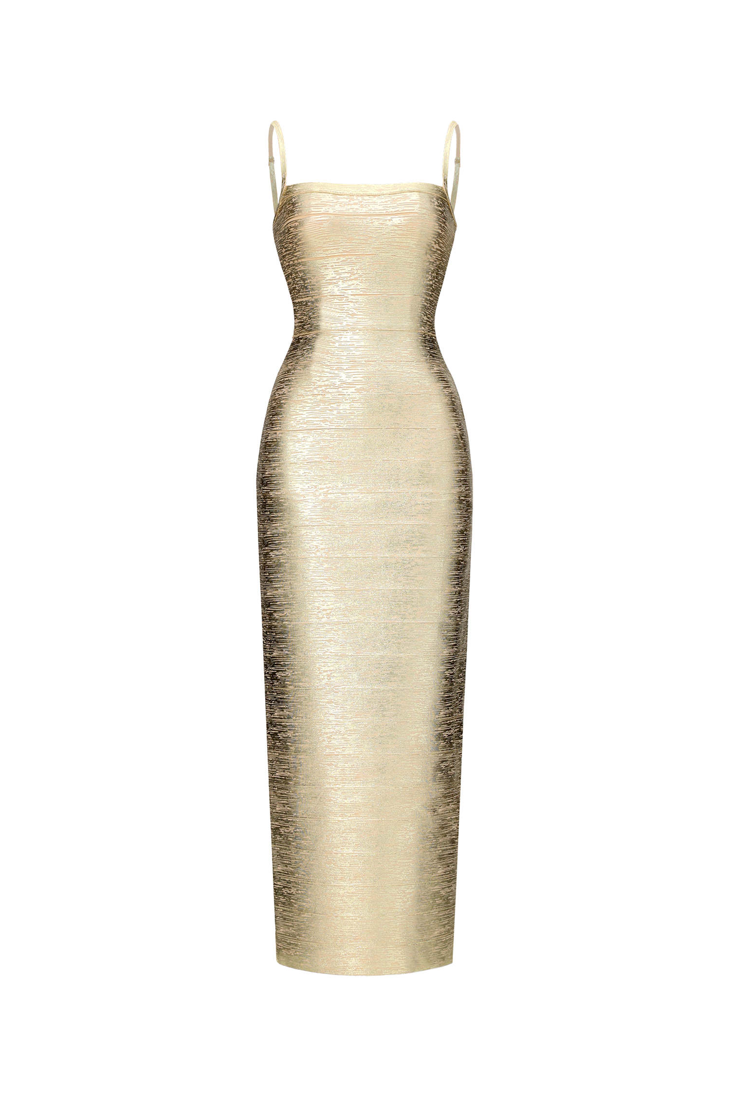 Lionce Classic Contour Metallic Bandage Maxi Dress