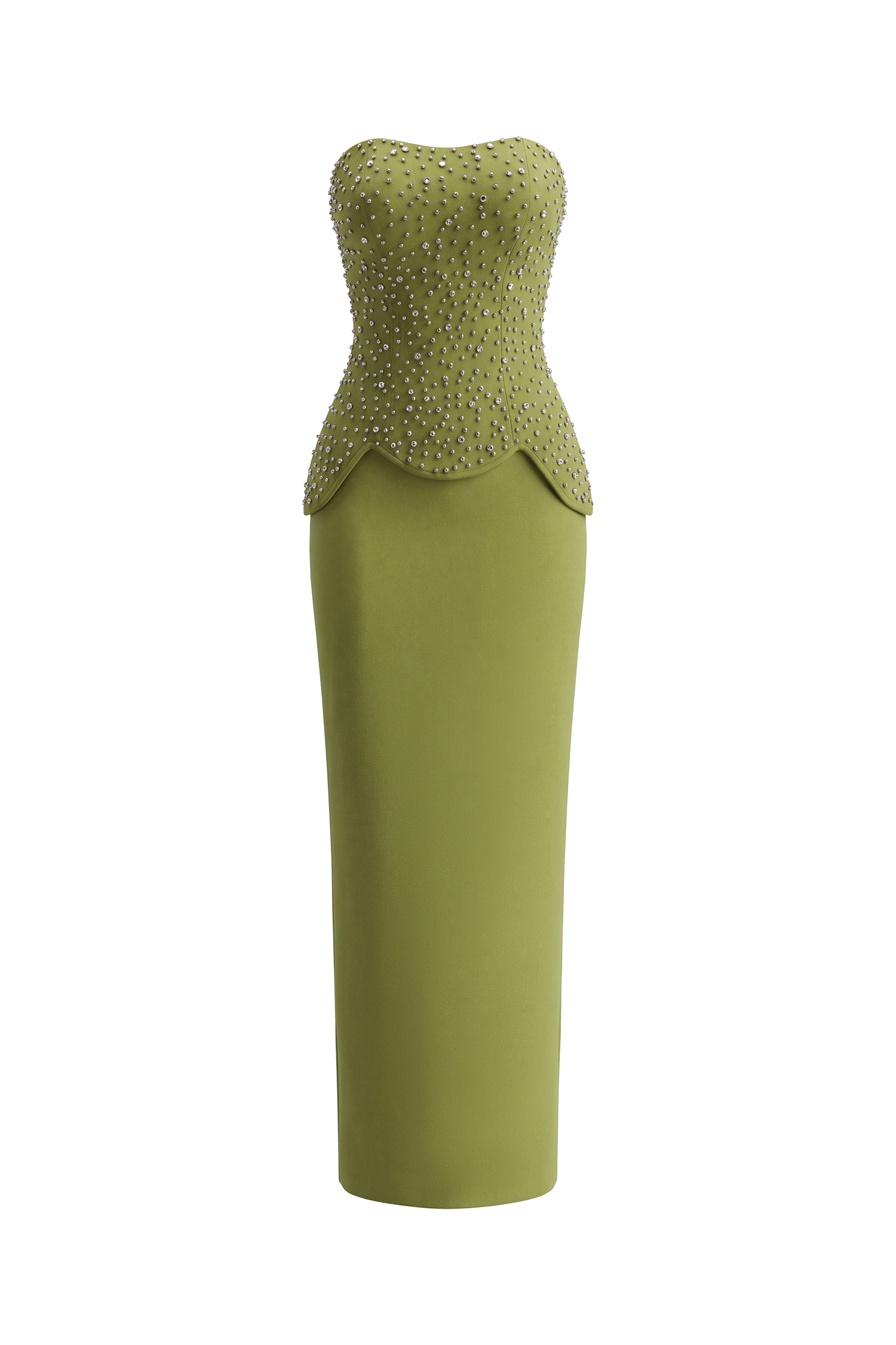Yette Chic Contour Strapless Beaded Bandage Maxi Top and Skirt Set