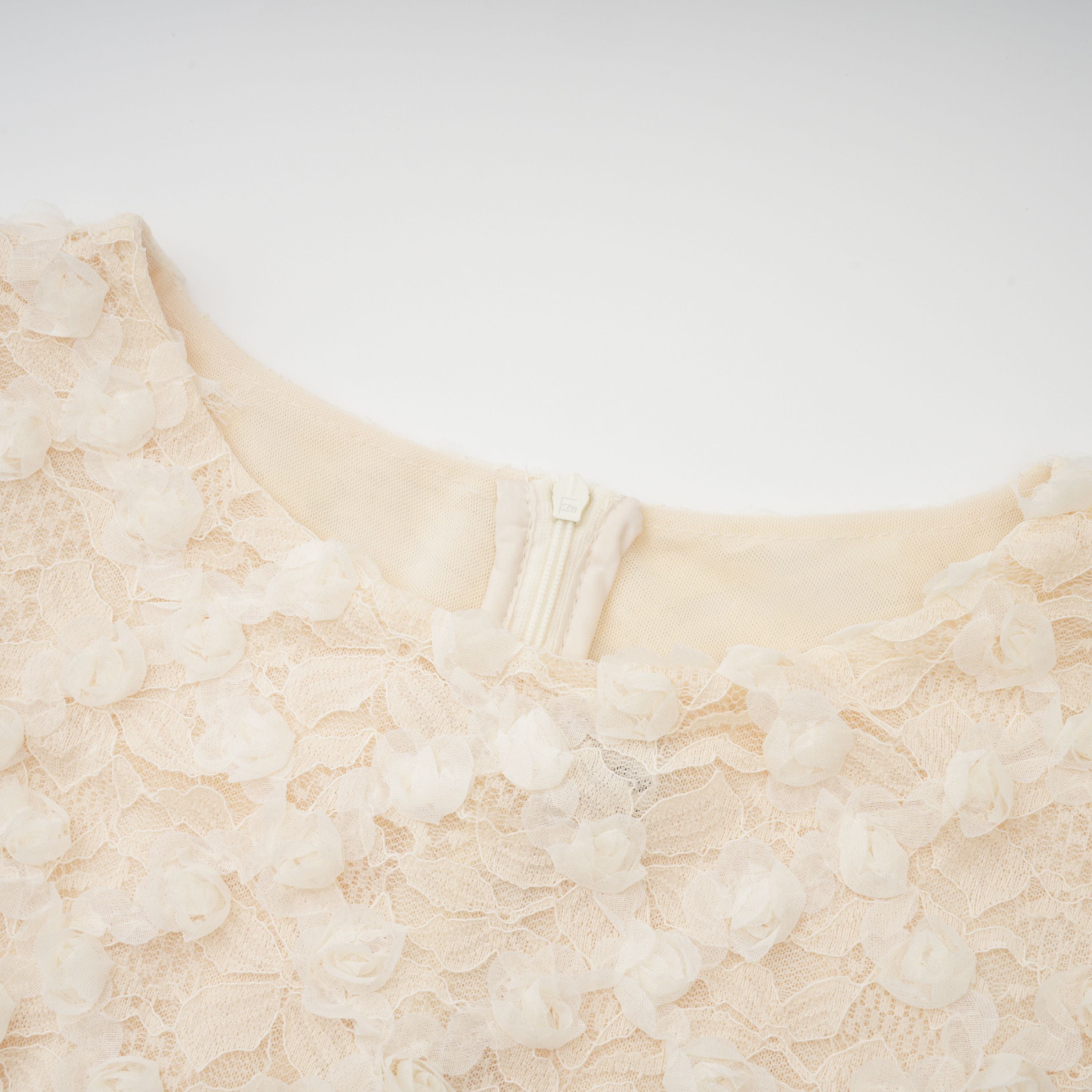 Halla Neutral Tiered Floral Lace Maxi Dress 8