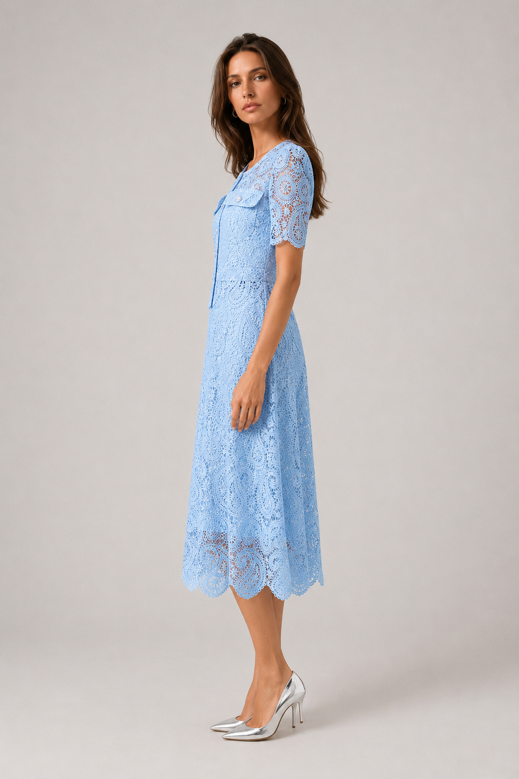 Belle Elegant Stylish Lace Dress Figure Flattering Slimming Two-Piece Set