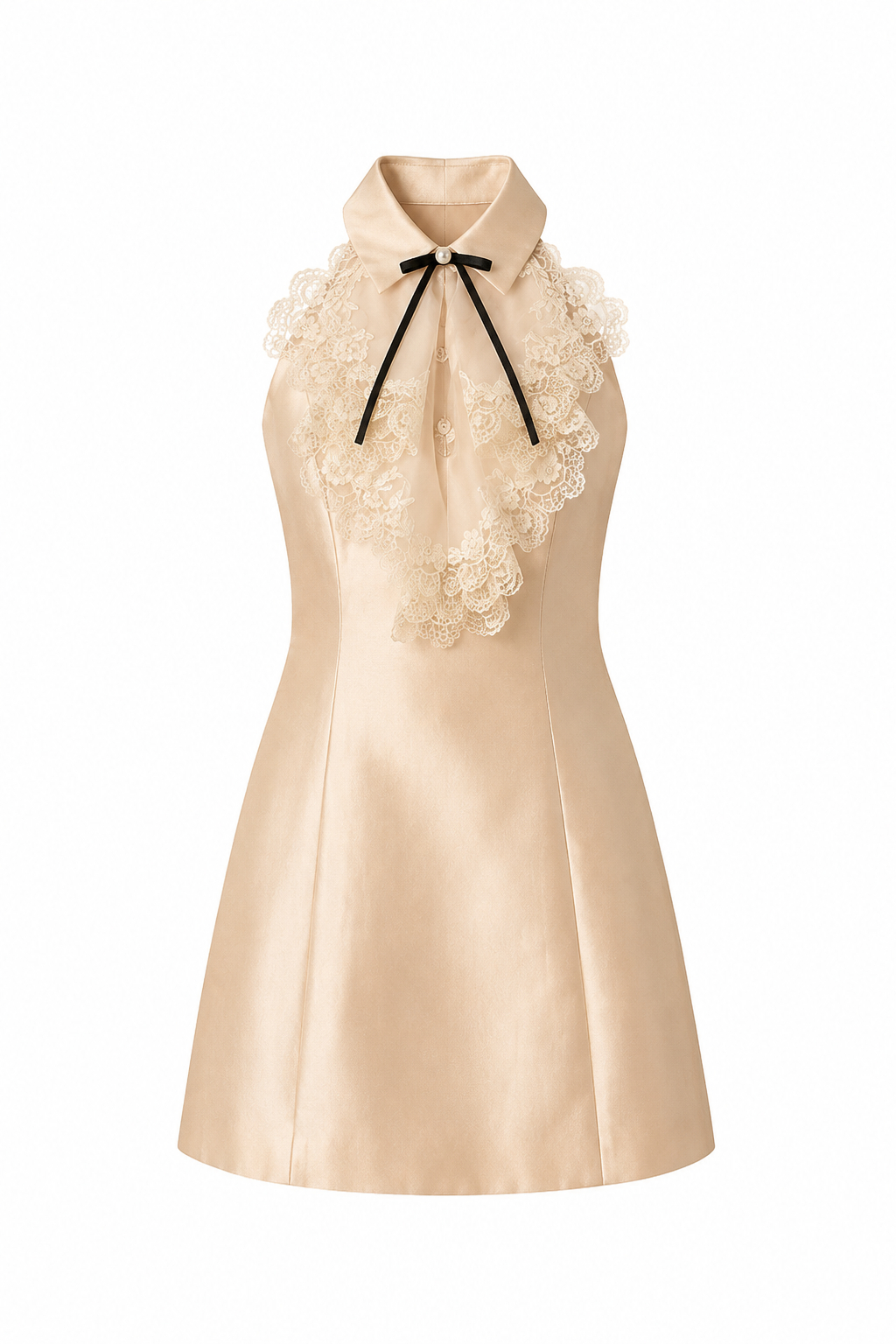 Gina Lace Halter Neck Cinched Waist Sleeveless Dress