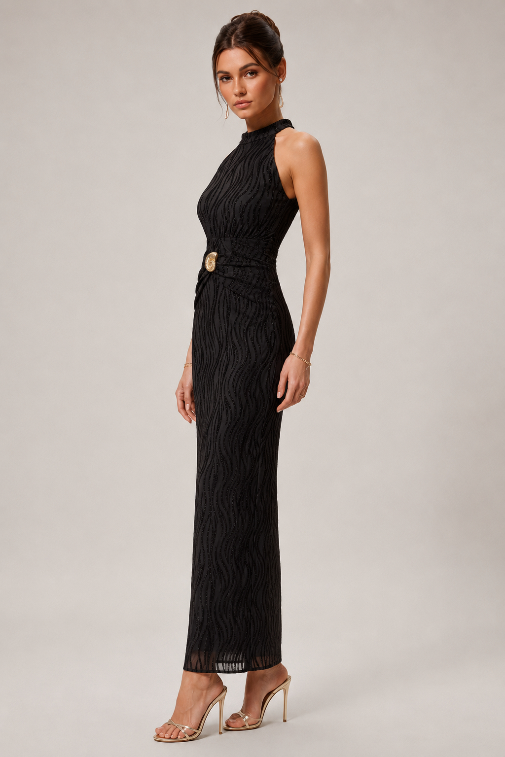 Aria Water Ripple Print Sleeveless Tank Maxi Dress