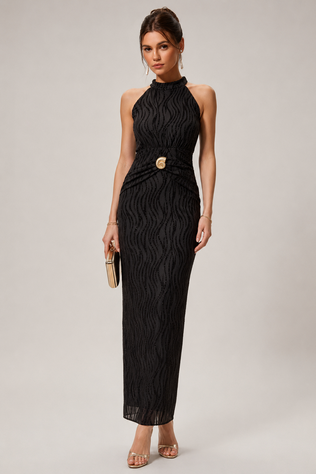 Aria Water Ripple Print Sleeveless Tank Maxi Dress