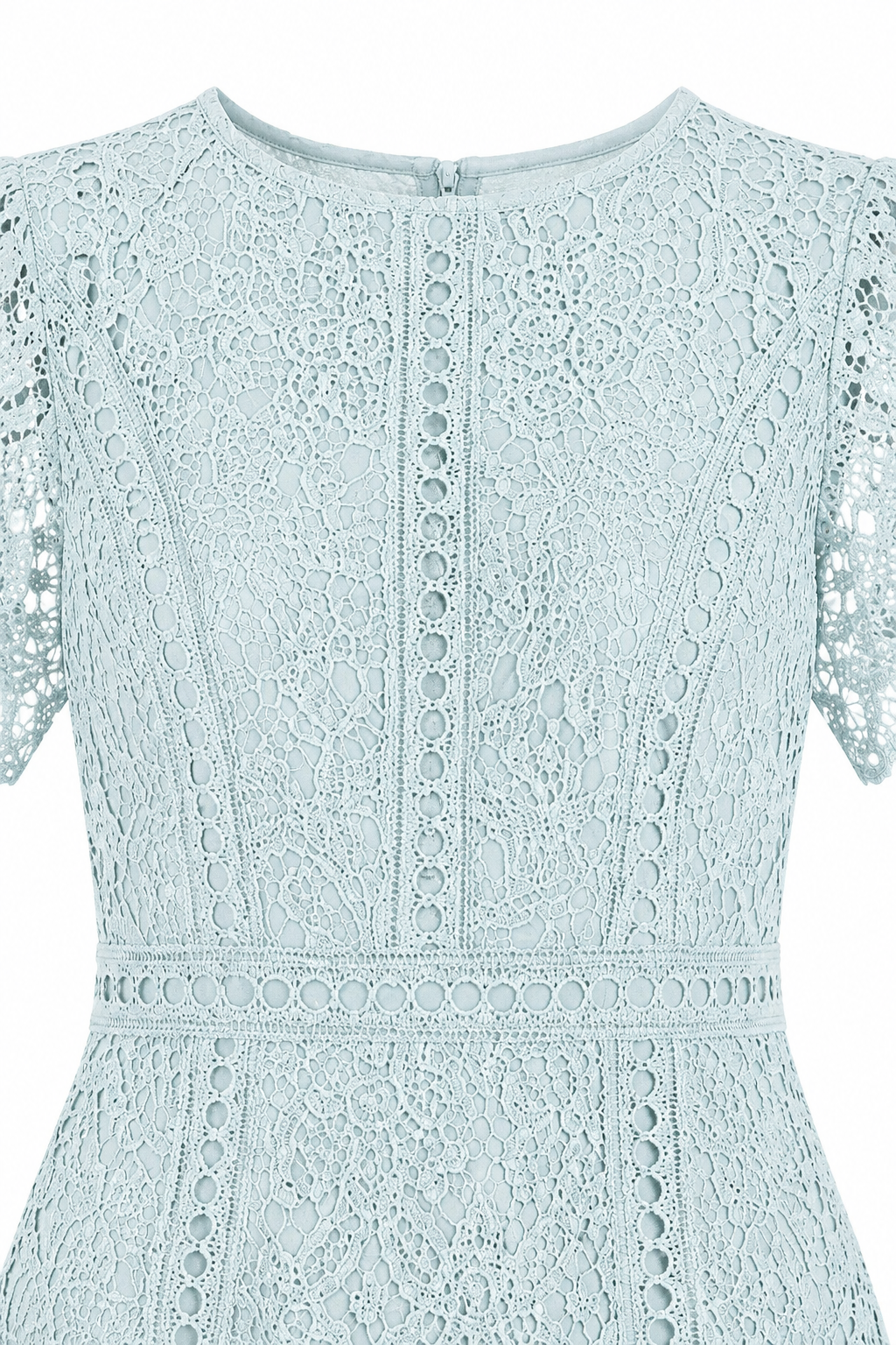 Ffion Round Neck Ruffled Sleeves Lace Dress