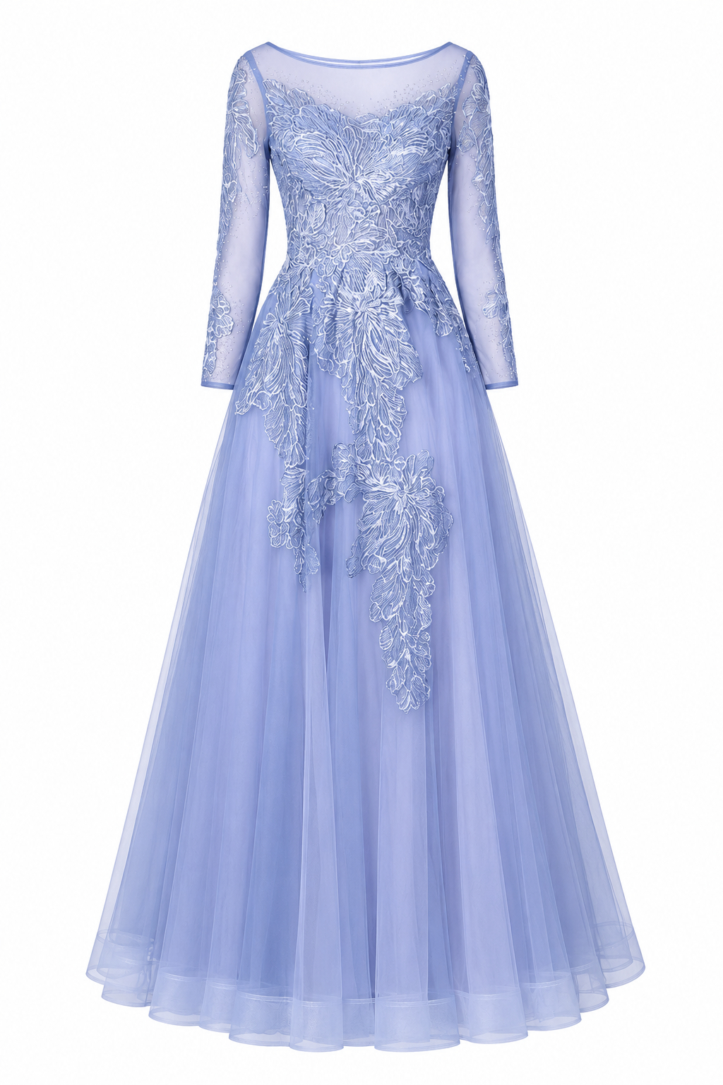Ophelia Elegant Blue Fitted Floor-Length Evening Gown