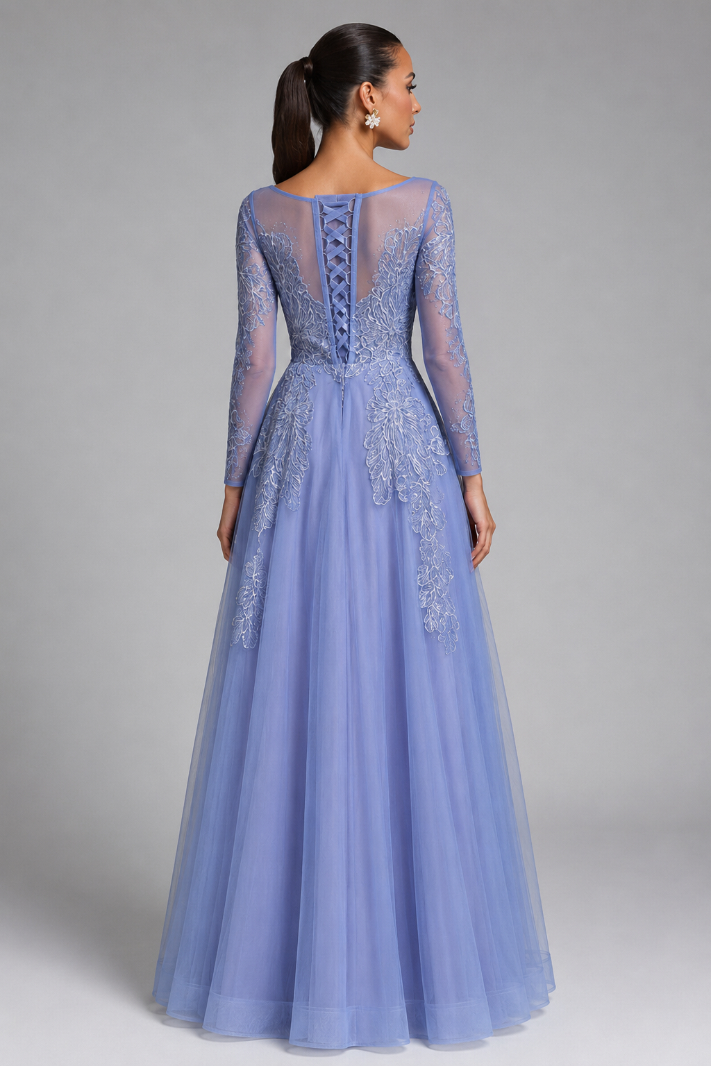 Ophelia Elegant Blue Fitted Floor-Length Evening Gown