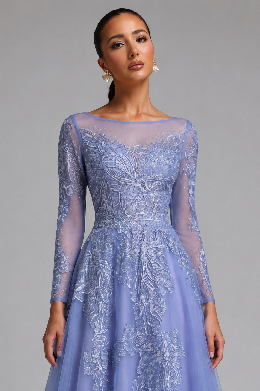Ophelia Elegant Blue Fitted Floor-Length Evening Gown