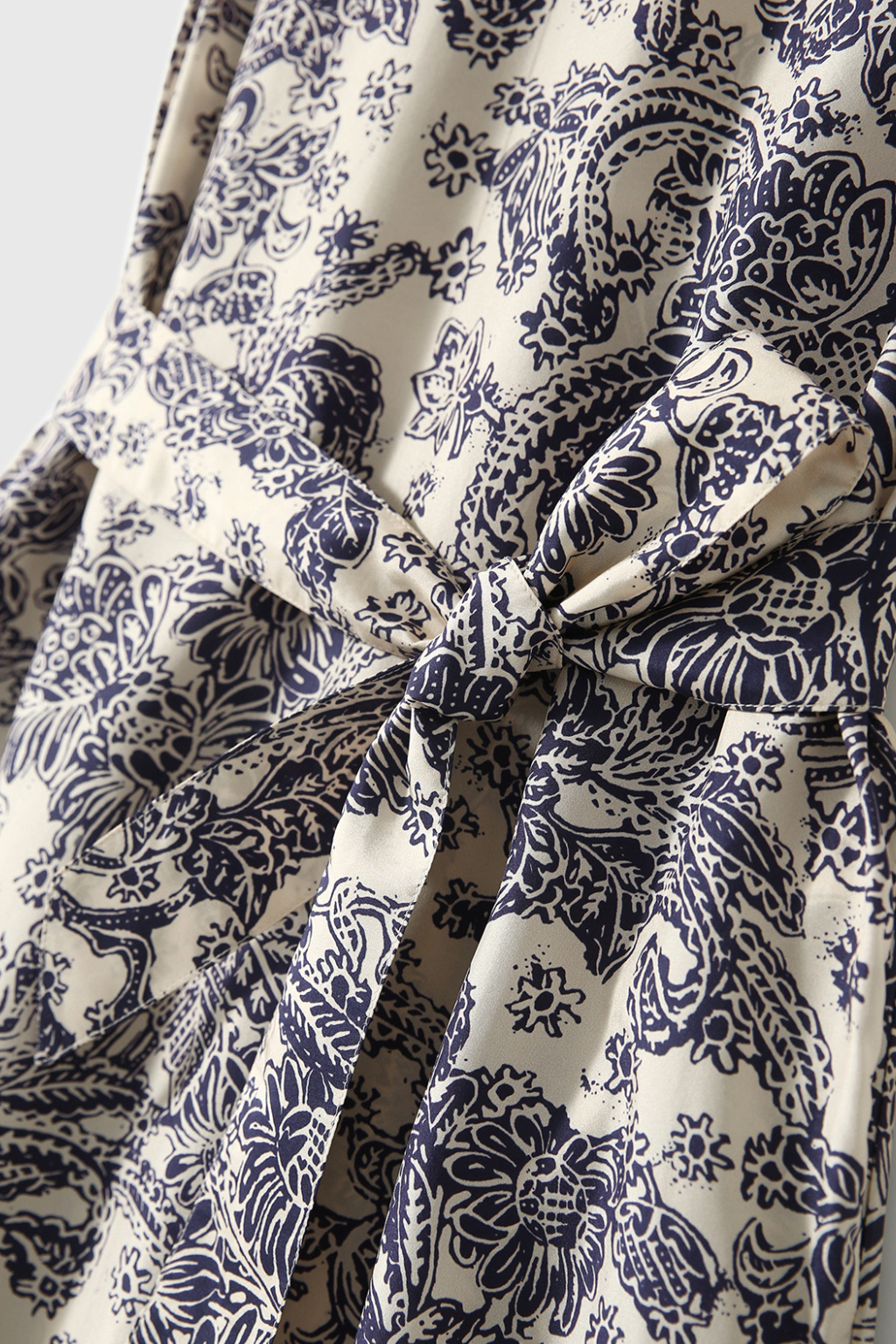 Graceful Vintage Print Tank Dress with Self-Tie Waist Belt