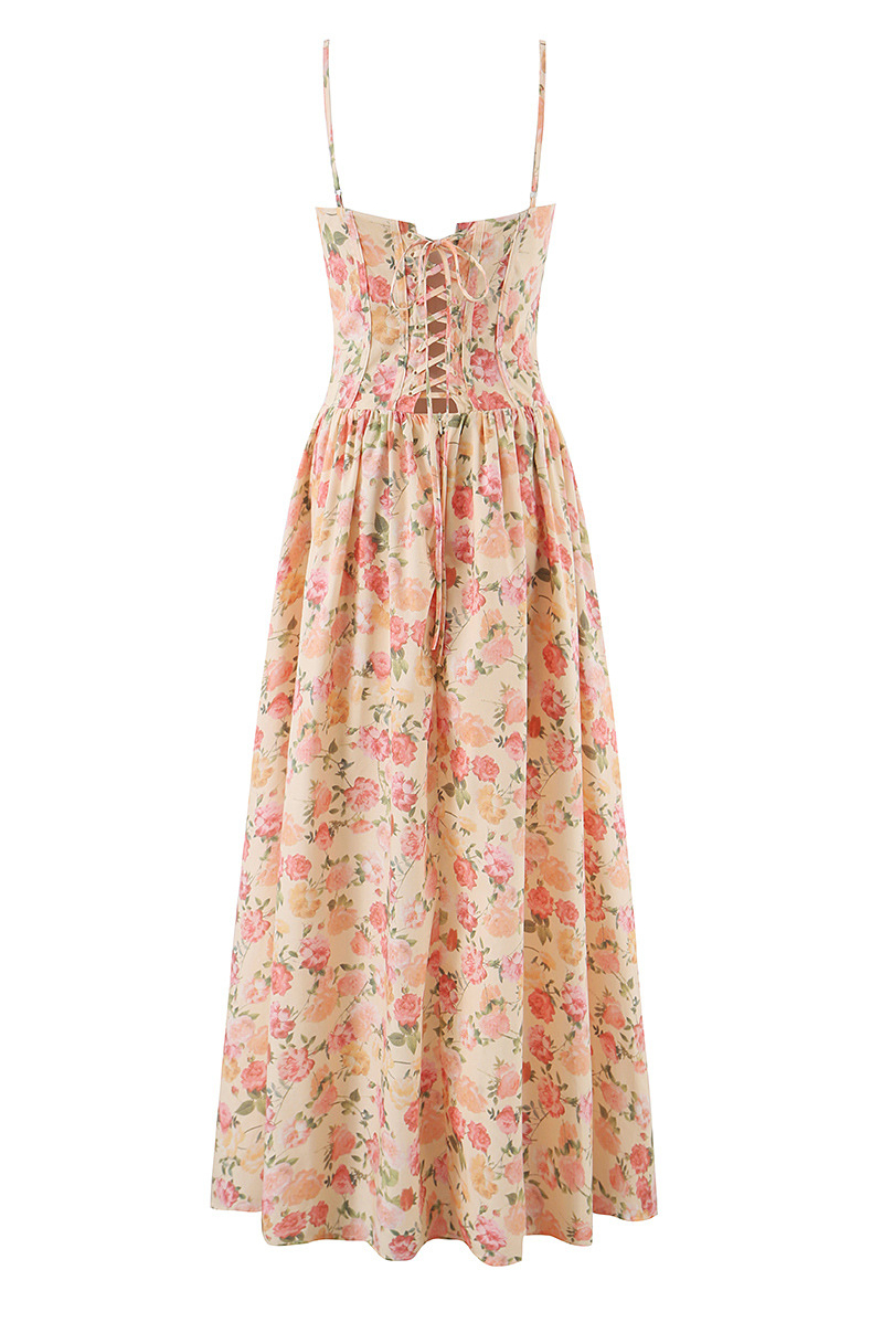 Diva Country Style Cotton Long Dress with Western Print