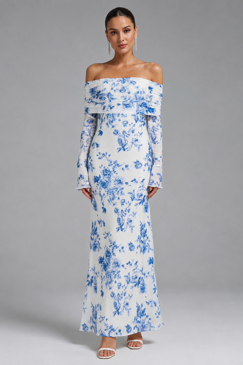 Riri Sexy Off Shoulder Open Back Bodycon Long Evening Dress
