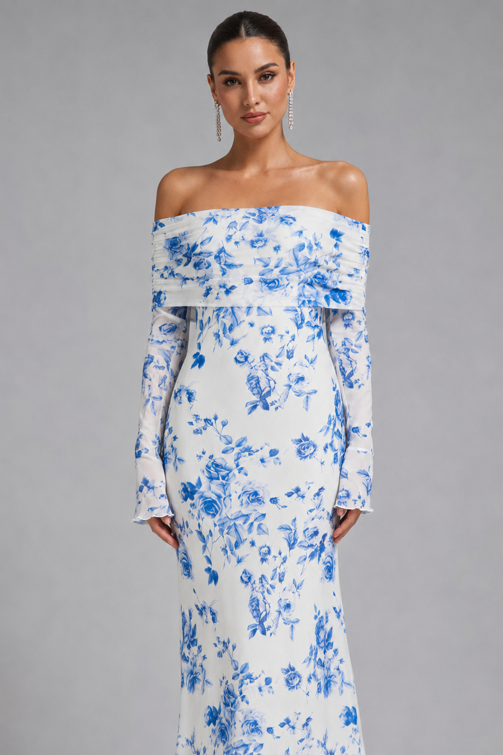 Riri Sexy Off Shoulder Open Back Bodycon Long Evening Dress
