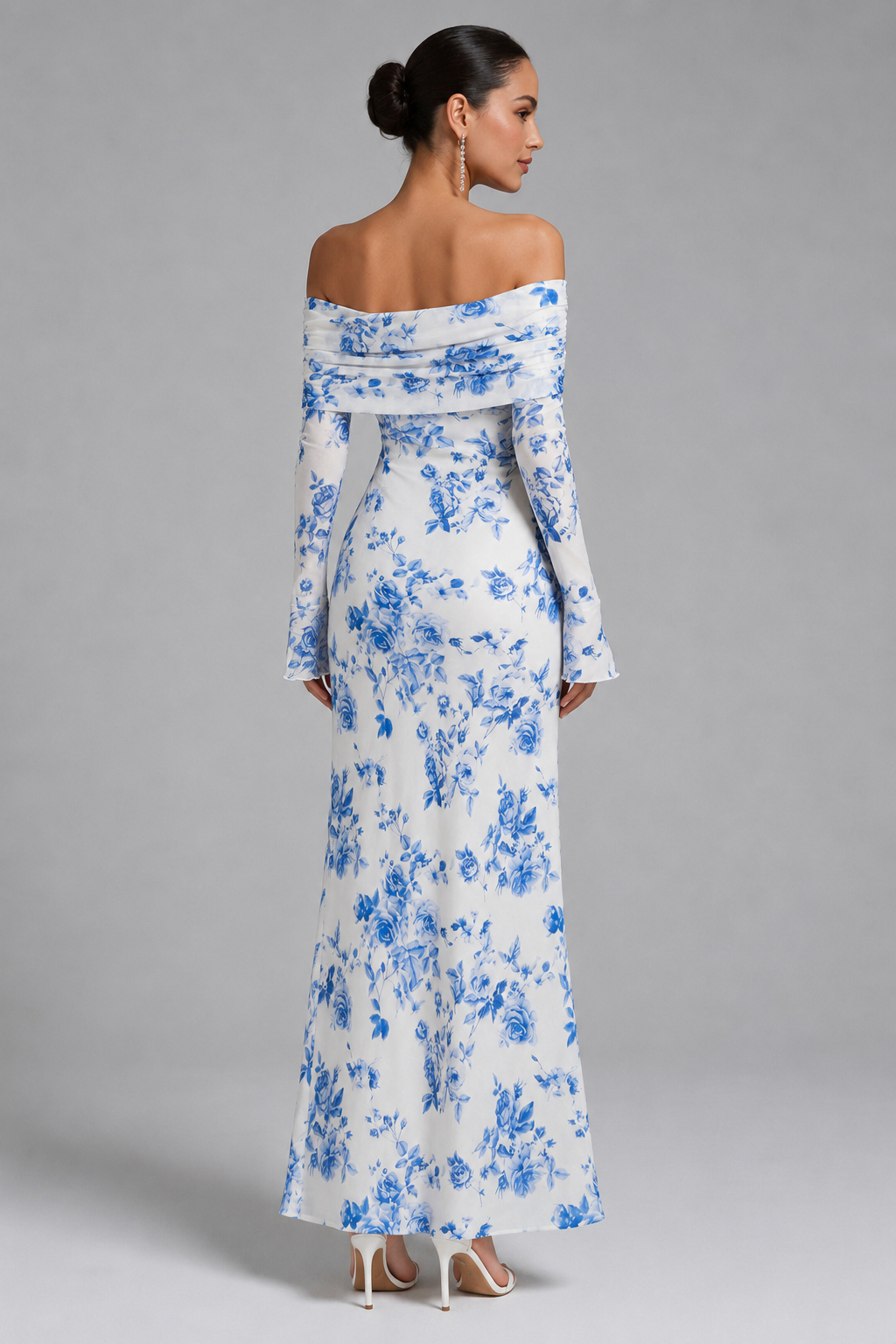 Riri Sexy Off Shoulder Open Back Bodycon Long Evening Dress