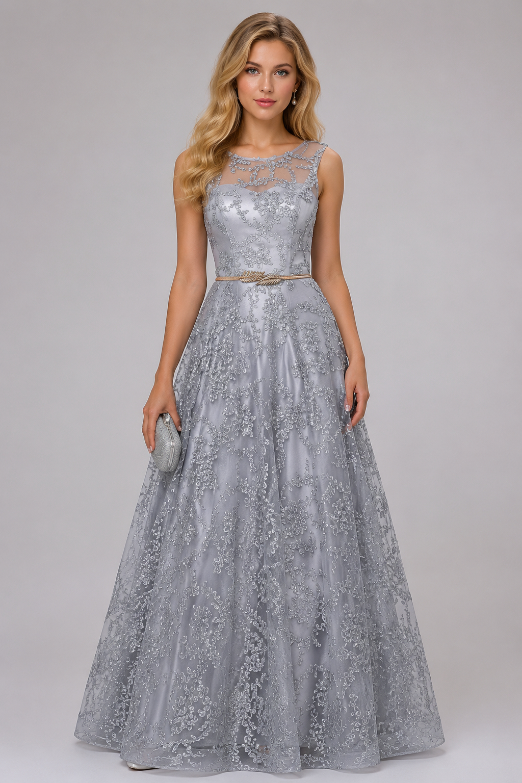 Faye Modest Elegant Slimming Long Evening Gown Dress