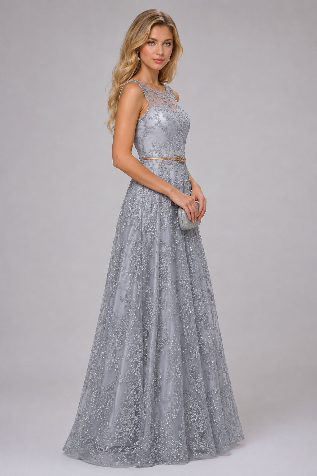 Faye Modest Elegant Slimming Long Evening Gown Dress