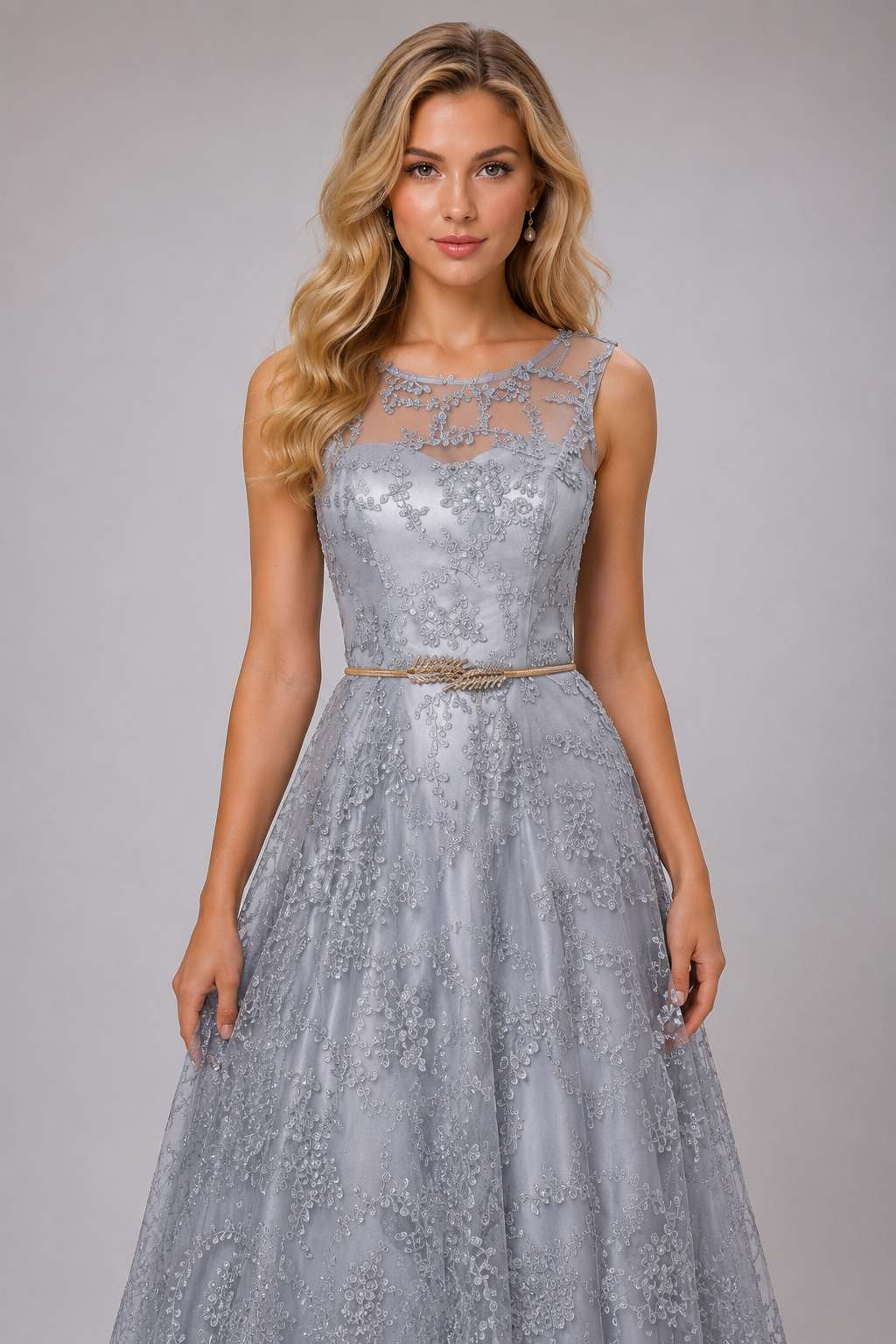 Faye Modest Elegant Slimming Long Evening Gown Dress