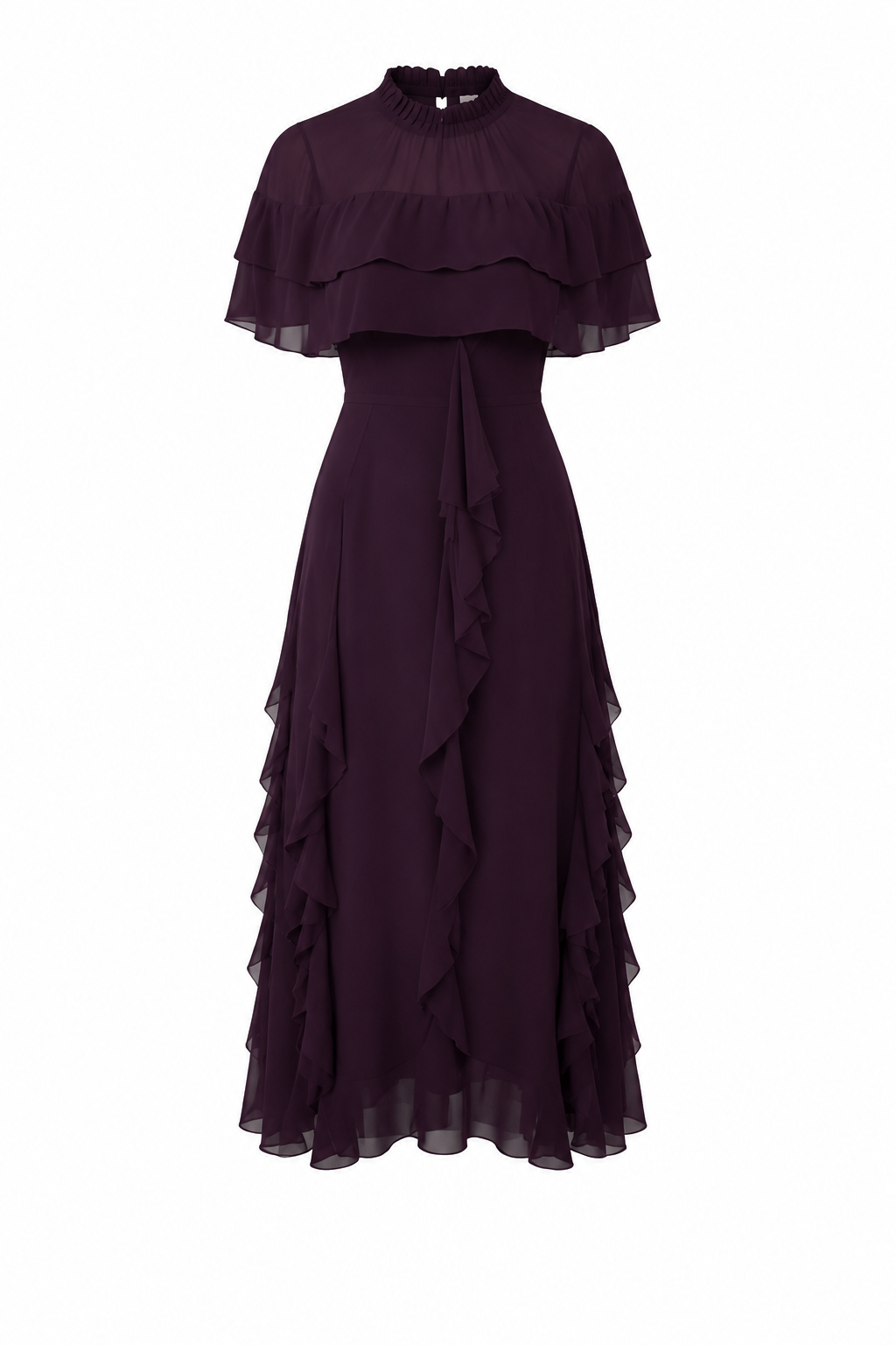 Lara Fashion Women Elegant Tiered Short Sleeve Waist-Cinched Tier Cake Midi Dress