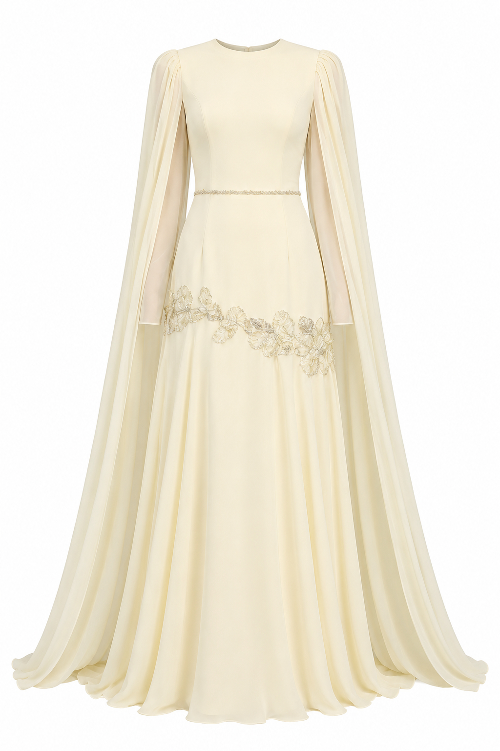 Clara Round Neck Long Sleeve Embroidered Dress