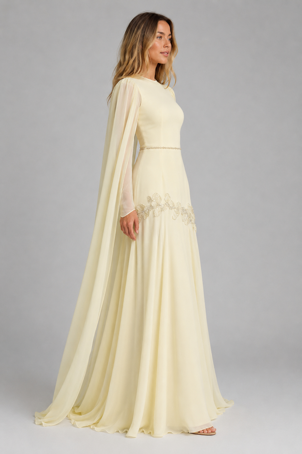 Clara Round Neck Long Sleeve Embroidered Dress