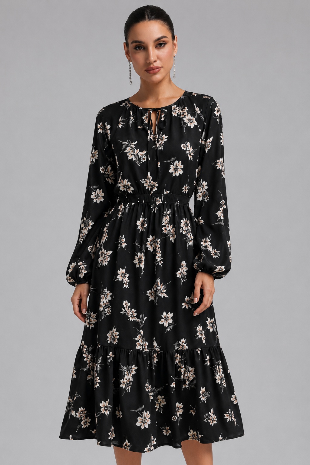 Rachel Vintage Hepburn Style Waist-Cinched Slimming Elegant Midi Dress