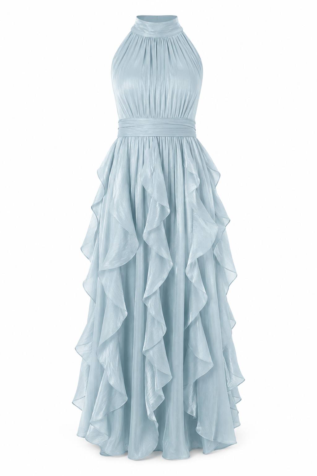 Elegant Asymmetrical Tiered Cake Maxi Dress