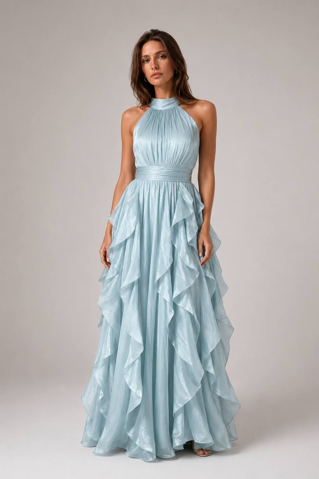 Elegant Asymmetrical Tiered Cake Maxi Dress