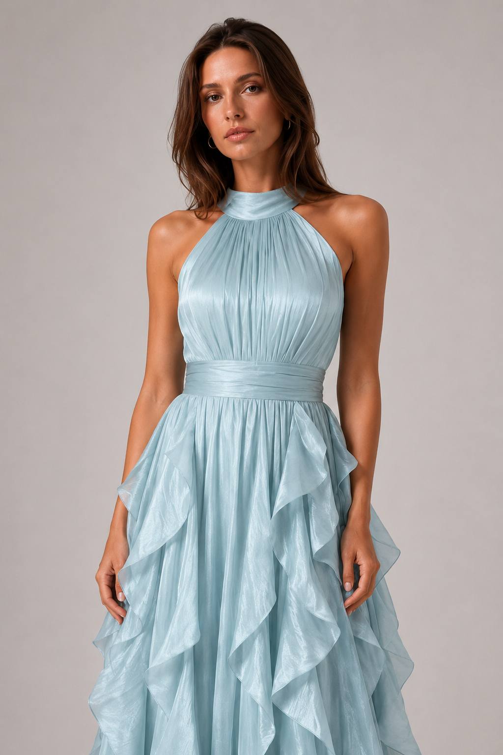 Elegant Asymmetrical Tiered Cake Maxi Dress