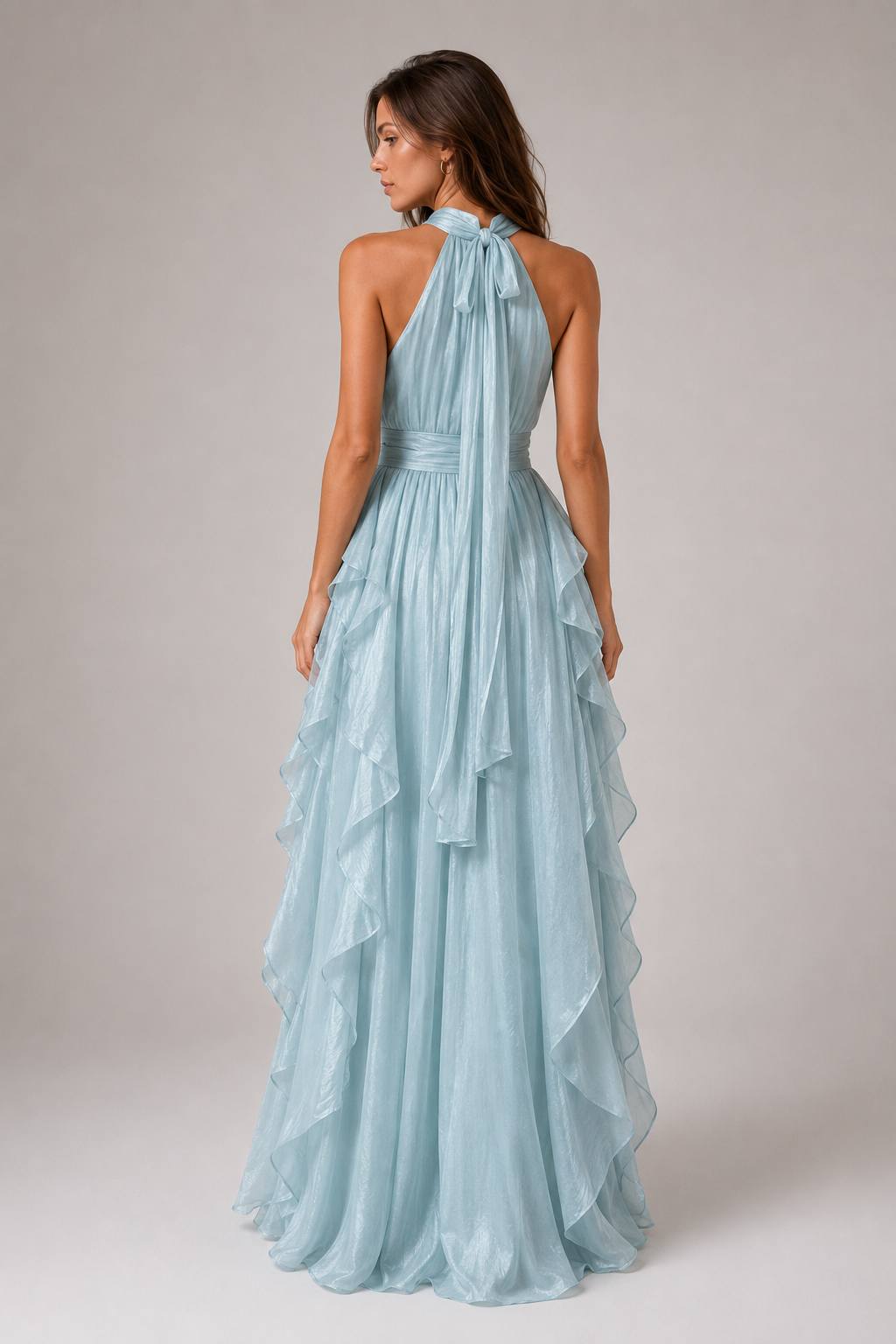 Elegant Asymmetrical Tiered Cake Maxi Dress