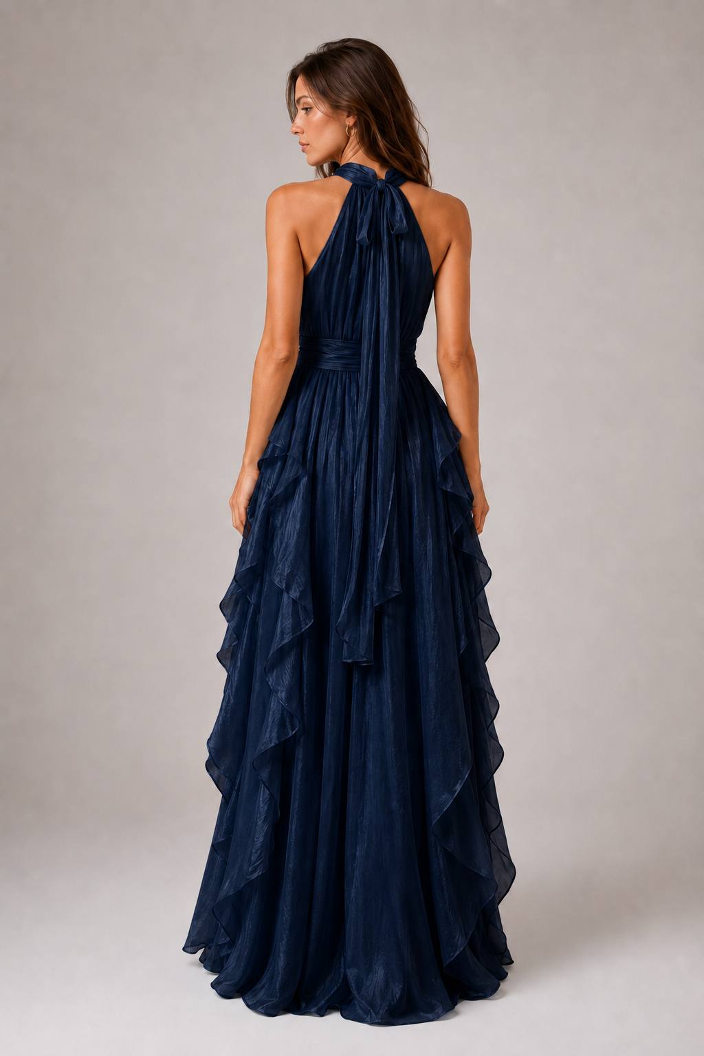 Elegant Asymmetrical Tiered Cake Maxi Dress