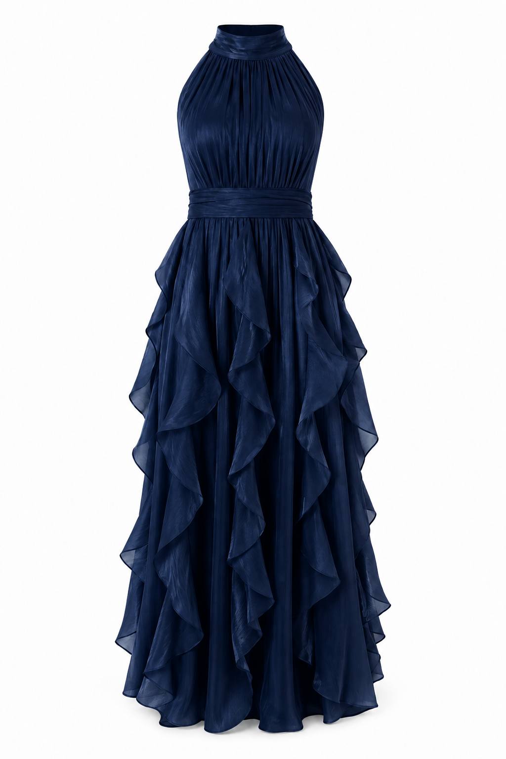 Elegant Asymmetrical Tiered Cake Maxi Dress