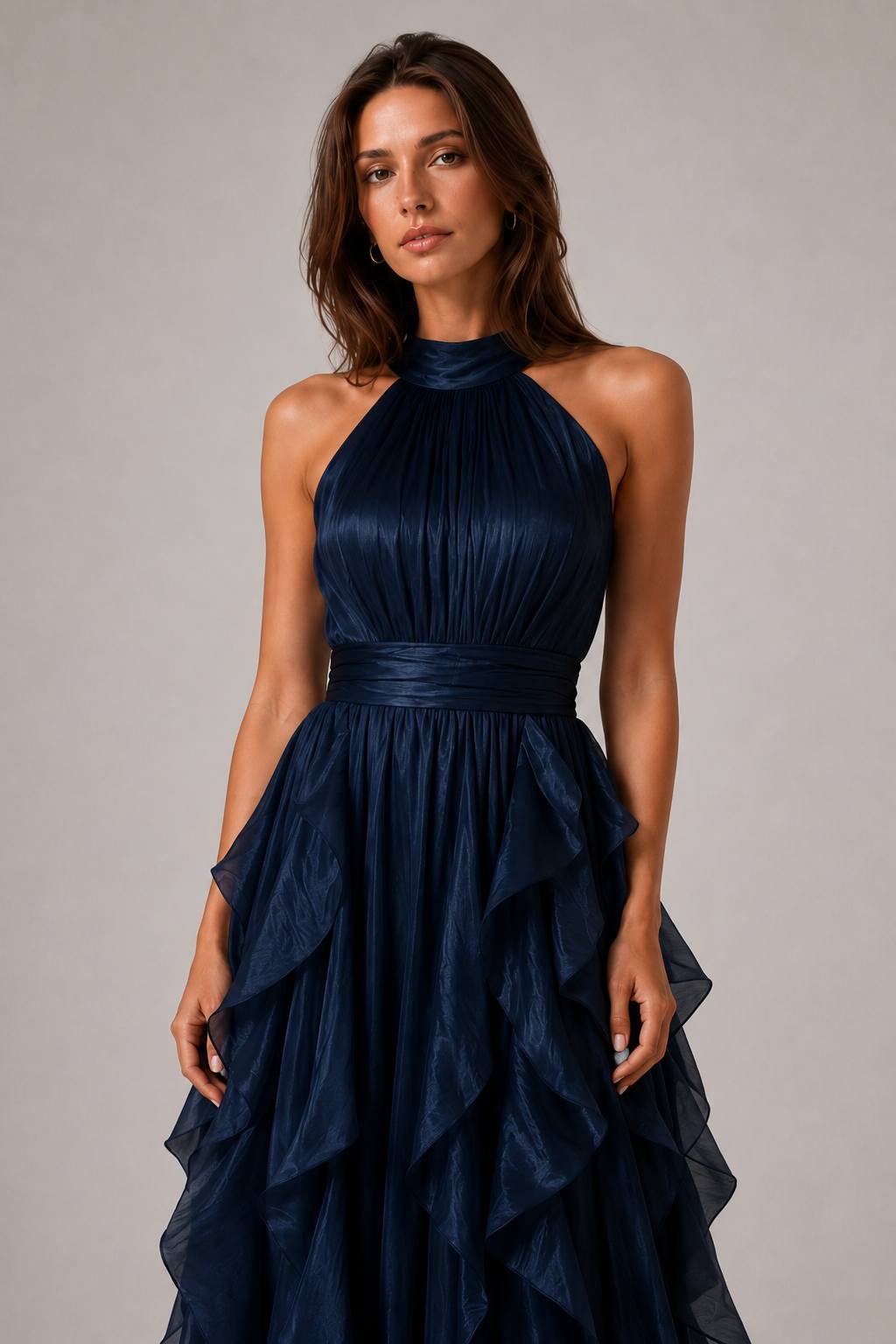 Elegant Asymmetrical Tiered Cake Maxi Dress