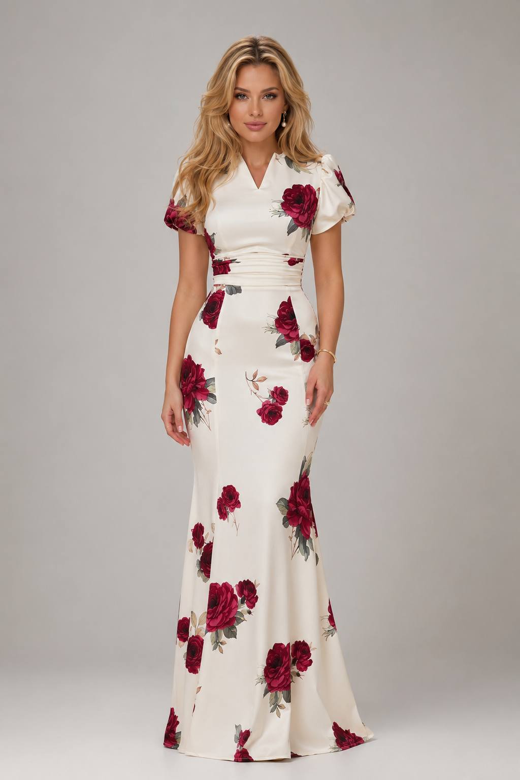Vintage Romantic Short Sleeve Maxi Dress