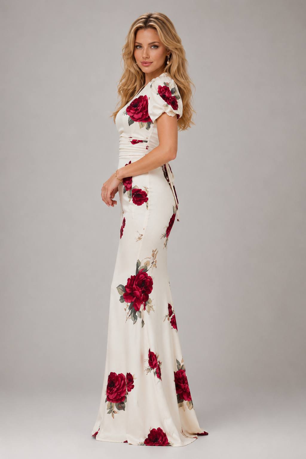 Vintage Romantic Short Sleeve Maxi Dress