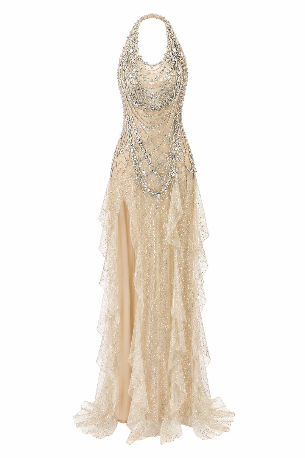 Sexy Halter Sequin Evening Mini Gown For Birthday Parties