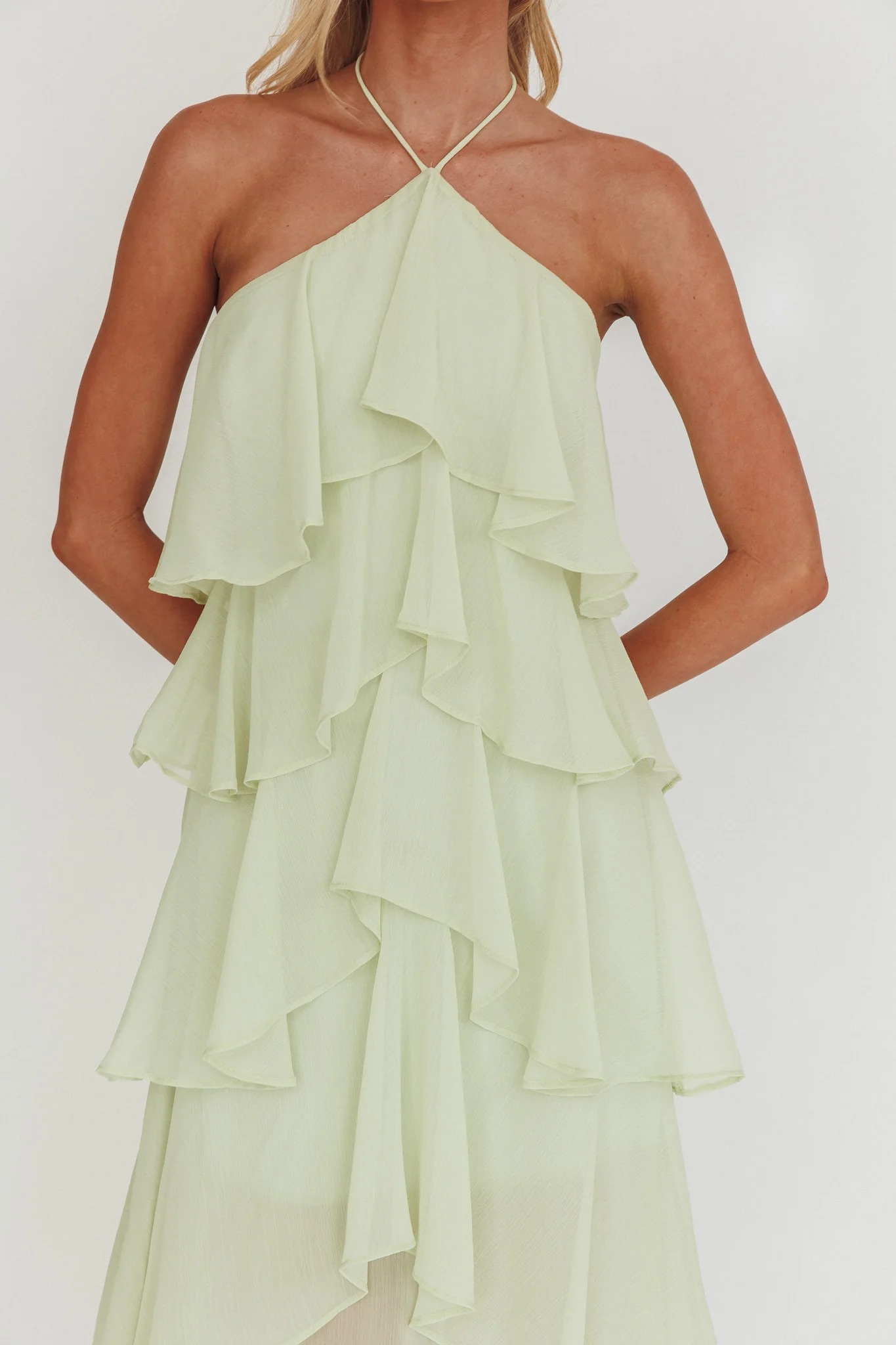 Fashion Solid Color Chiffon Satin Finish Evening Gown Dress