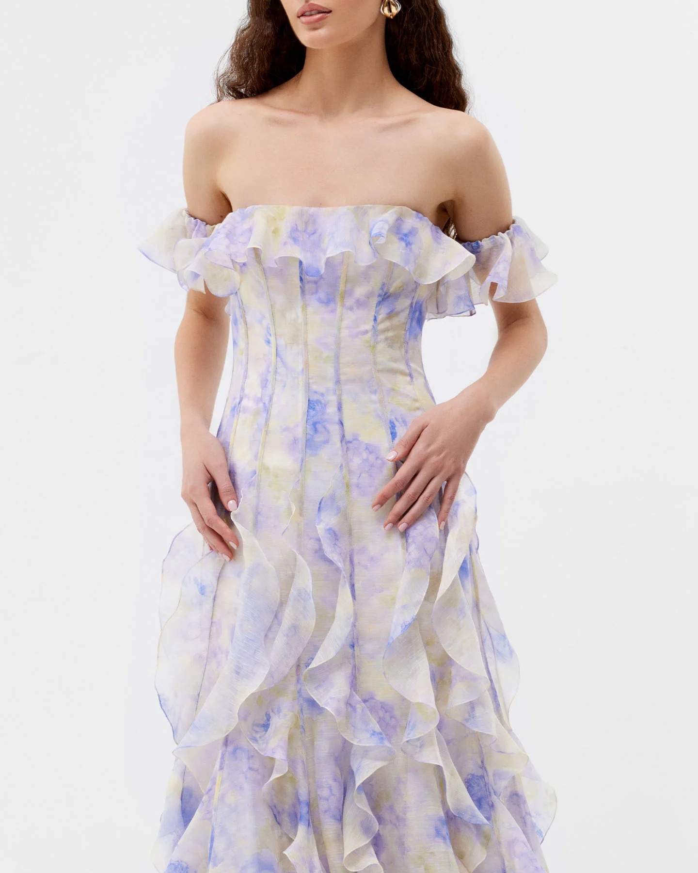 Boho Beach Vacation Spaghetti Strap Ruffle Chiffon Maxi Dress