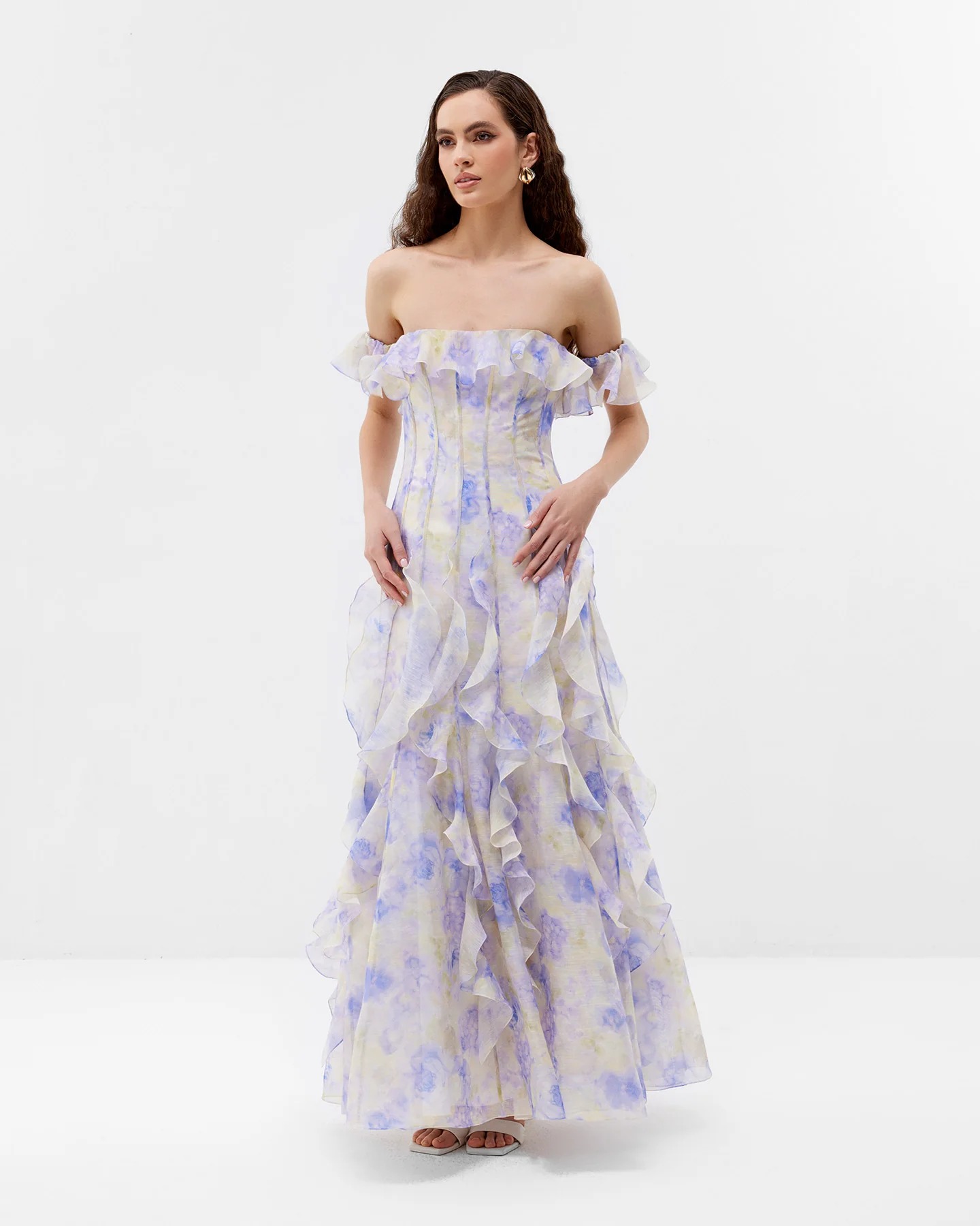 Boho Beach Vacation Spaghetti Strap Ruffle Chiffon Maxi Dress