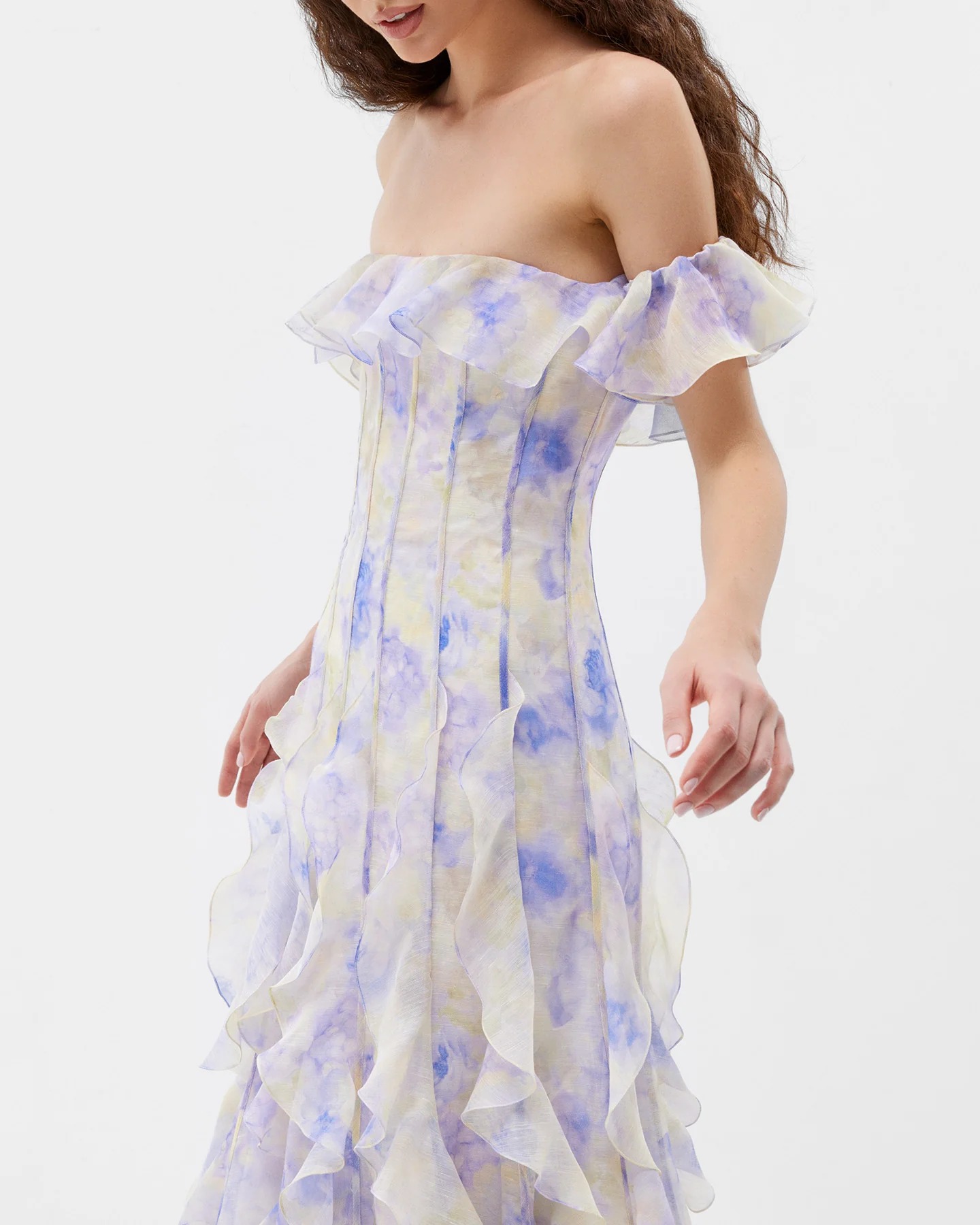 Boho Beach Vacation Spaghetti Strap Ruffle Chiffon Maxi Dress