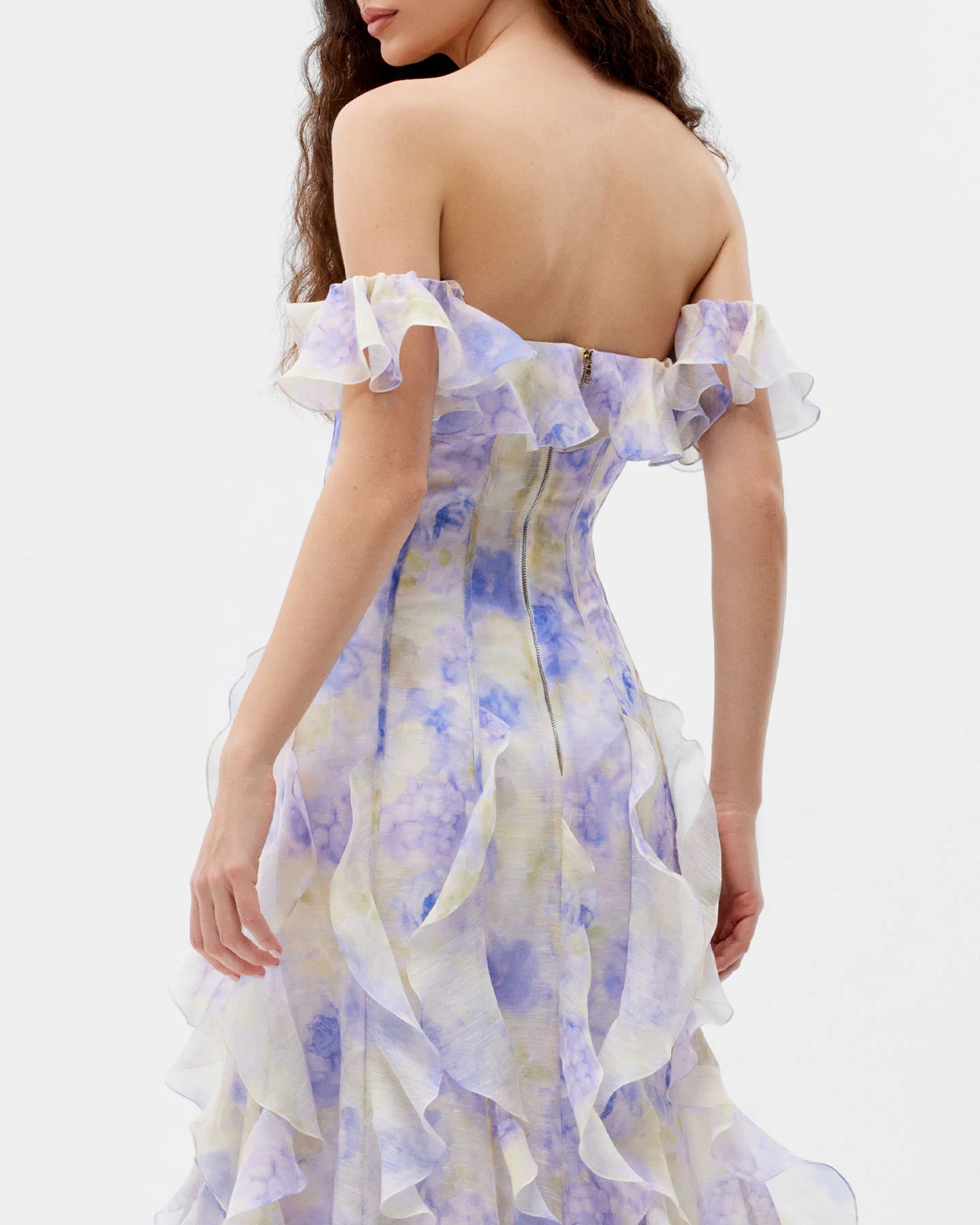 Boho Beach Vacation Spaghetti Strap Ruffle Chiffon Maxi Dress