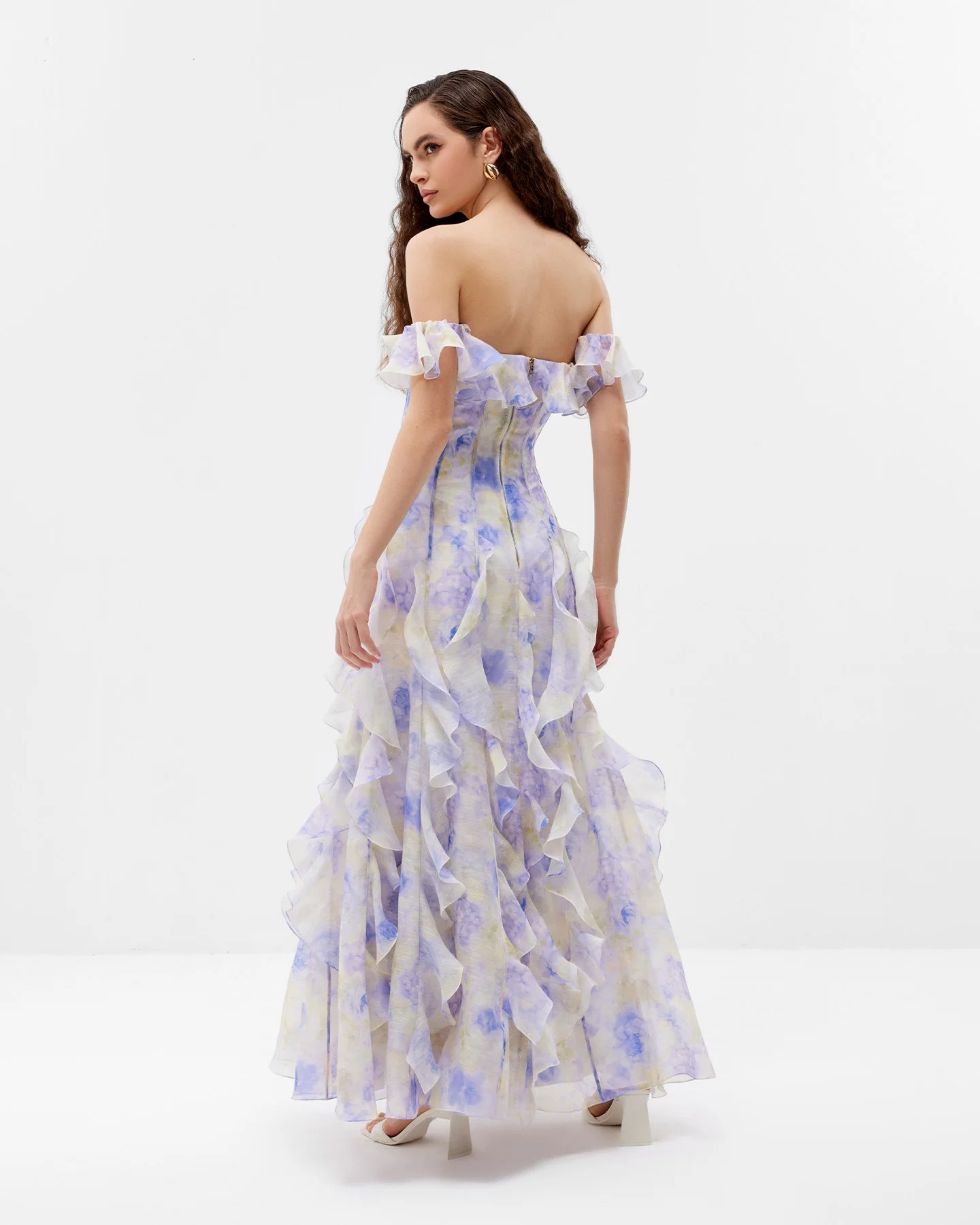 Boho Beach Vacation Spaghetti Strap Ruffle Chiffon Maxi Dress