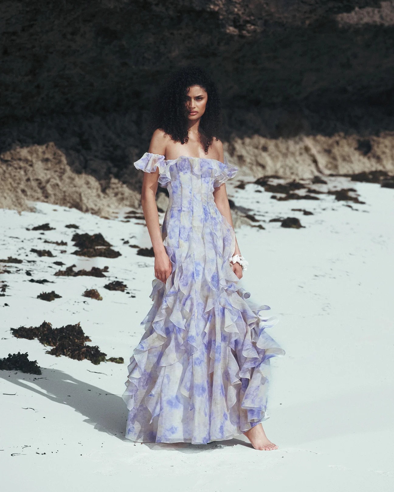 Boho Beach Vacation Spaghetti Strap Ruffle Chiffon Maxi Dress