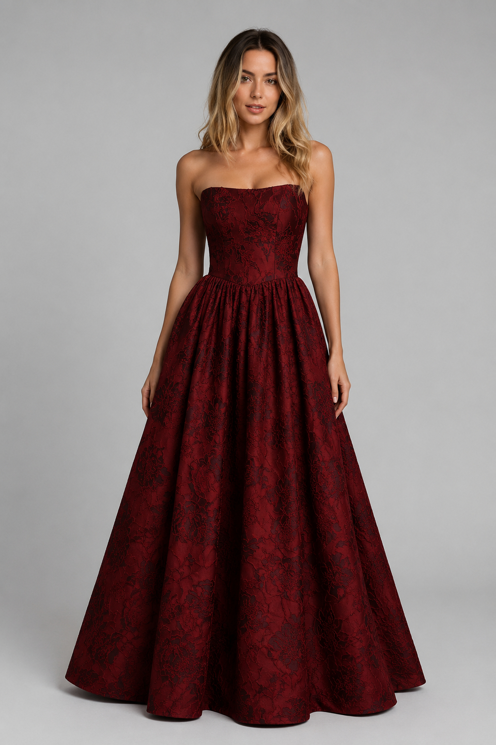 Bianca Burgundy Toast Evening Gown