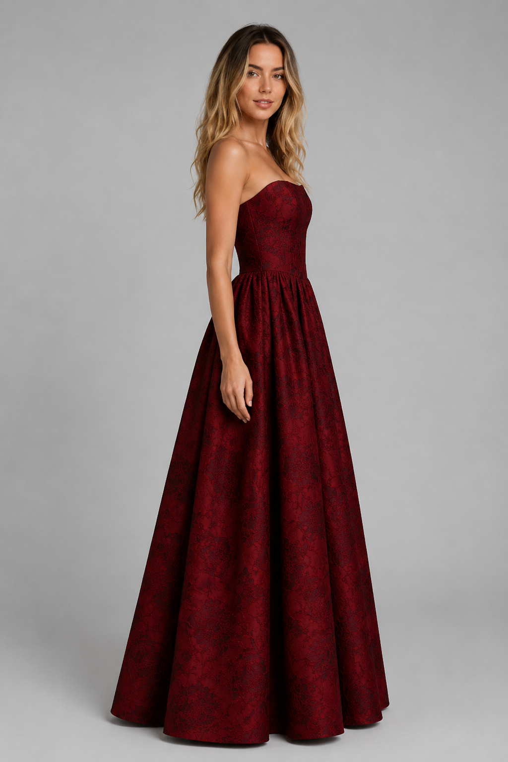 Bianca Burgundy Toast Evening Gown