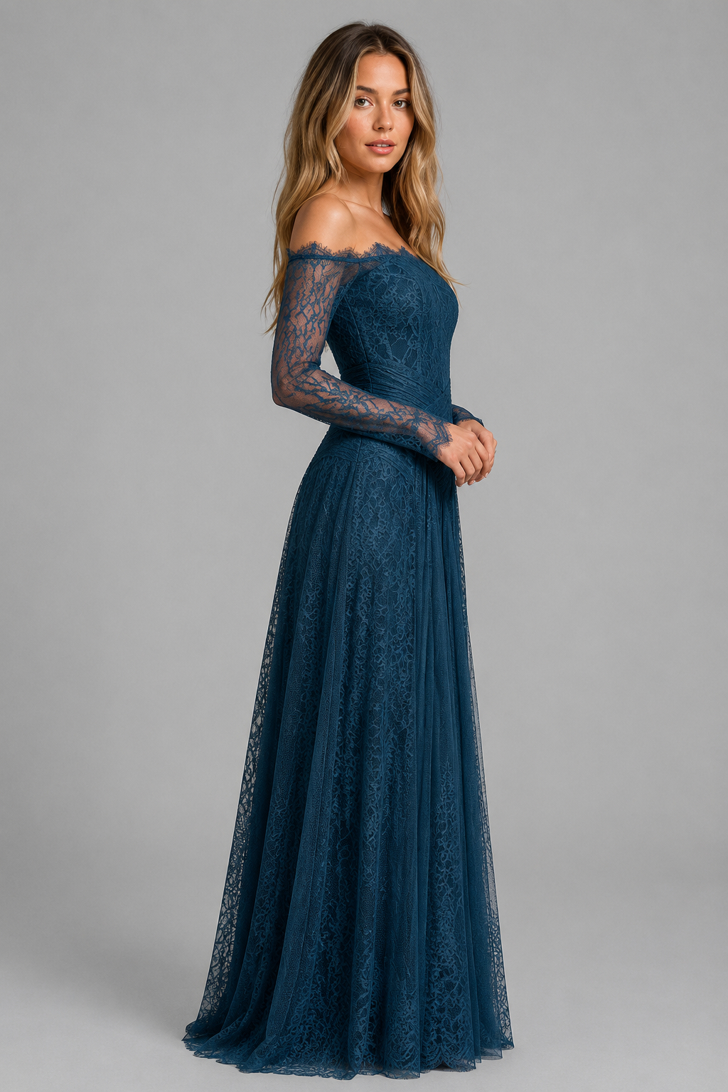 Theresa Peacock Green Lace Pleated Dress