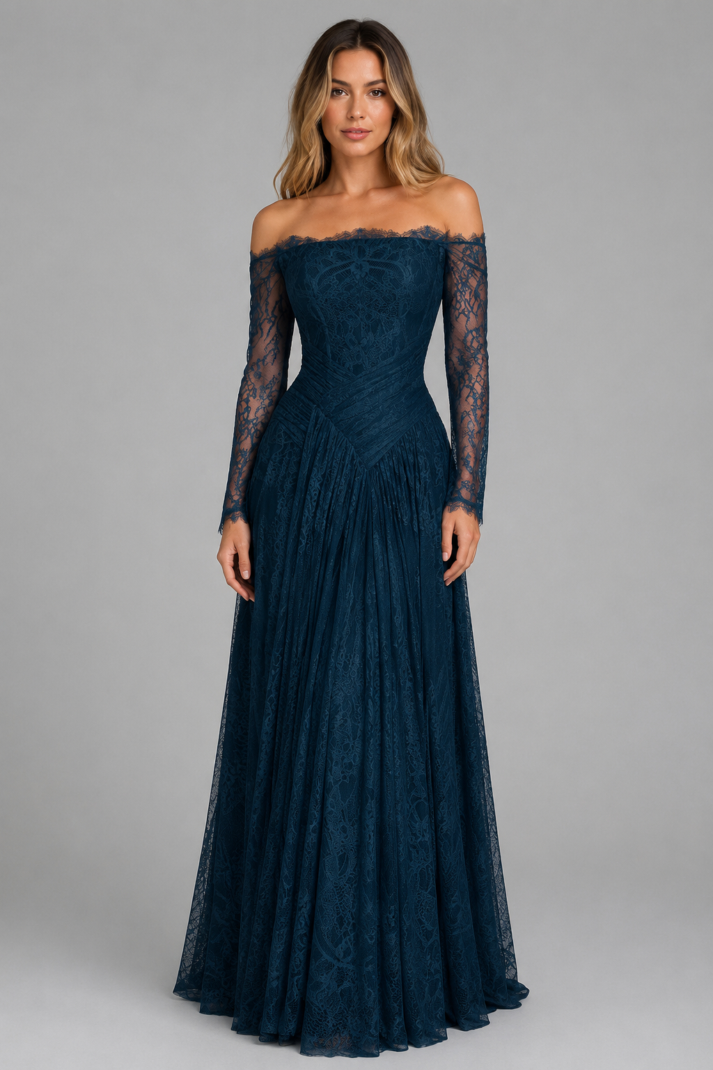 Theresa Peacock Green Lace Pleated Dress