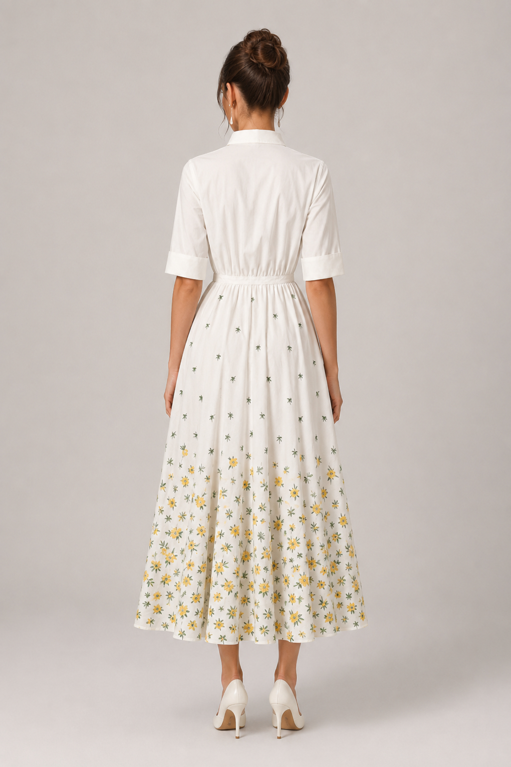 Abby Floral Tie Stand Collar Maxi Dress